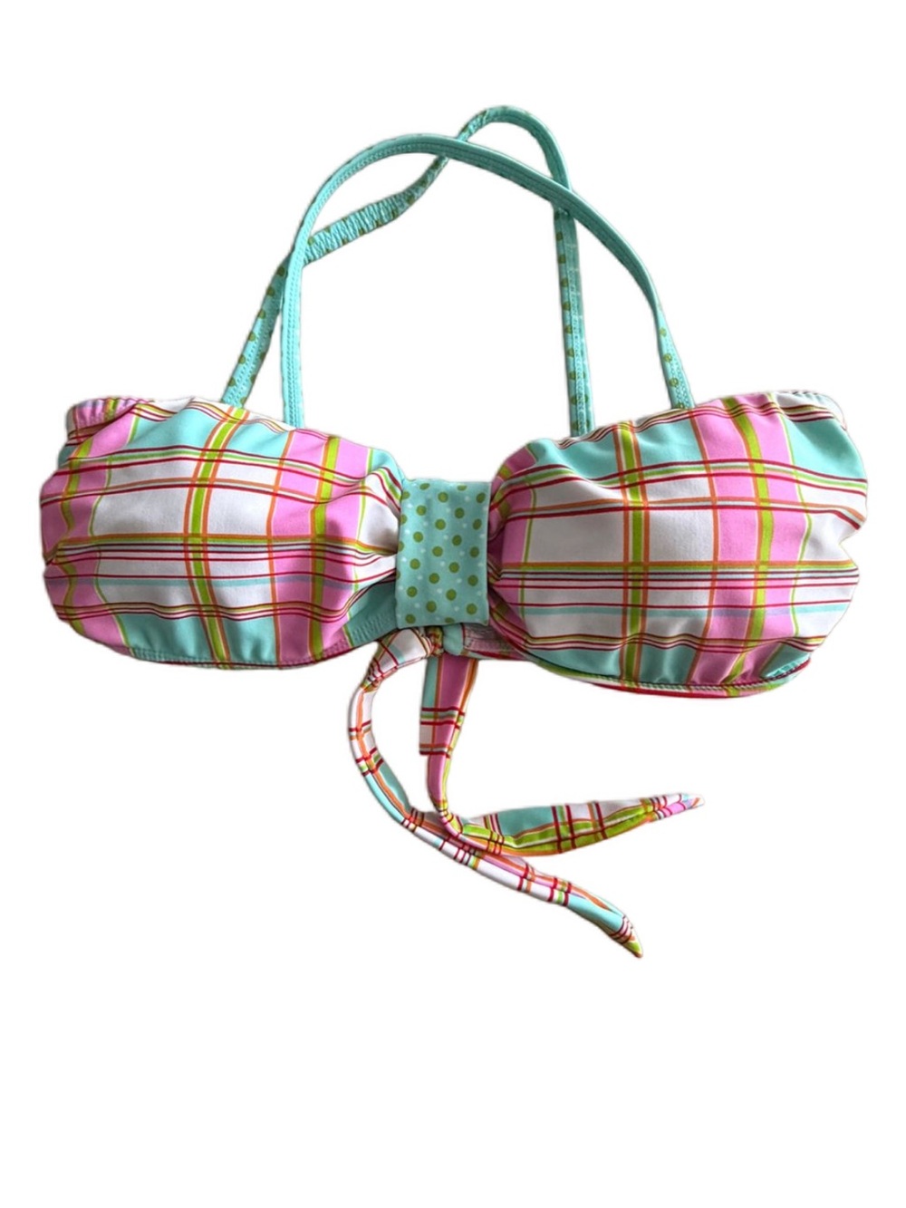 VENUS Mint & Pink Polka Dot Trim Bandeau Swim Top NWOTs